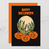 かぼちゃのハロウィンを持つ魔女の手 シーズンカード (正面/裏面)
