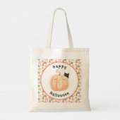 かぼちゃのハロウィーンにかこまれた、かわいい黒猫 トートバッグ (裏面)
