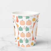 かぼちゃのハロウィーンにかこまれた、かわいい黒猫 紙コップ (右)