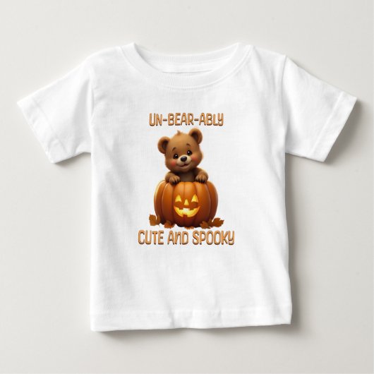 かぼちゃのハロウィーンに登場するクマの可愛さ ベビーTシャツ (正面)
