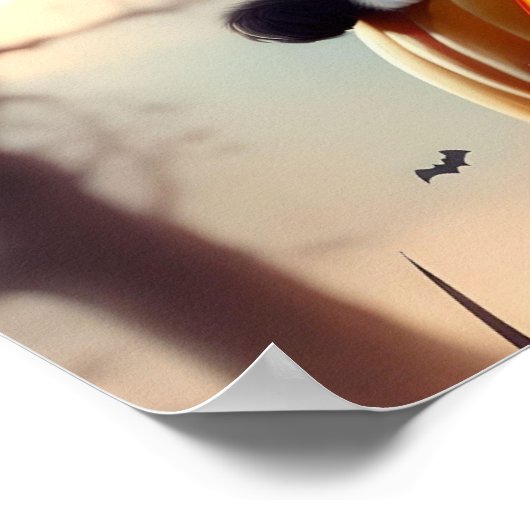 かぼちゃのポスターに描かれた可愛らしいハロウィンキッド ポスター (角)