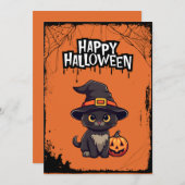 かぼちゃのランタンと黒猫 シーズンカード (正面/裏面)