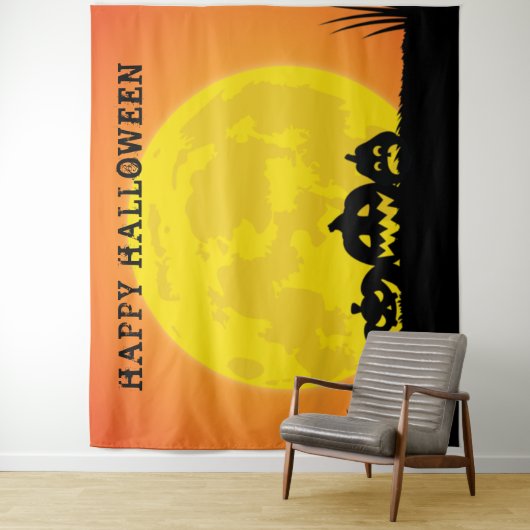 かぼちゃのランタン満月ハロウィン タペストリー (インサイチュ)