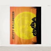 かぼちゃのランタン満月ハロウィン タペストリー (正面)