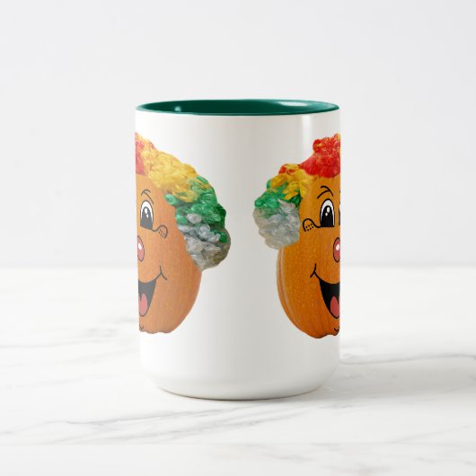 かぼちゃのランタン クラウンフェース、ハロウィンのかぼちゃ ツートーンマグカップ (中央)