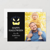 かぼちゃのランタン ハロウィン 家族 写真 シーズンポストカード (正面/裏面)