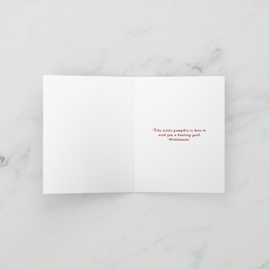 かぼちゃの上の可愛い子猫と秋の落ち葉 カード (内部)