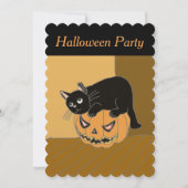 かぼちゃの上の可愛い猫 ハロウィンの招待状 招待状 (正面)