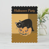 かぼちゃの上の可愛い猫 ハロウィンの招待状 招待状 (スタンド正面)
