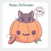 かぼちゃの中の猫のハロウィンステッカー 🎃🐱 | かわいいホラー