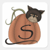 かぼちゃの中の猫 スクエアシール (正面)
