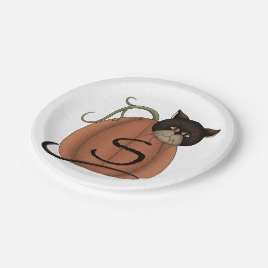 かぼちゃの中の猫 ペーパープレート (アングル)