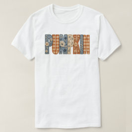 かぼちゃの刺繍フラワーチェック 秋の美意識 Tシャツ