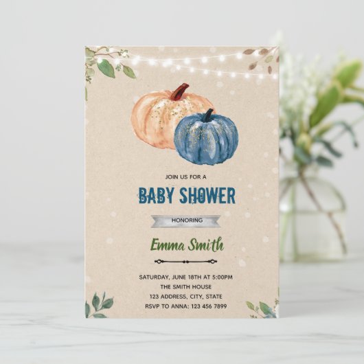 かぼちゃの双子男の子のパーティー招待状 招待状 (スタンド正面)