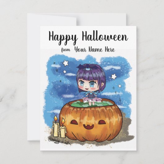 かぼちゃの可愛い女の子 | ハロウィン 季節のカード シーズンカード (正面)