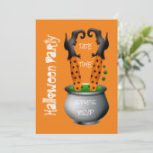 かぼちゃの壺に逆さまにされた魔女 ハロウィンパーティー 招待状 (スタンド正面)