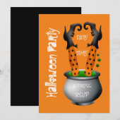 かぼちゃの壺に逆さまにされた魔女 ハロウィンパーティー 招待状 (正面/裏面)