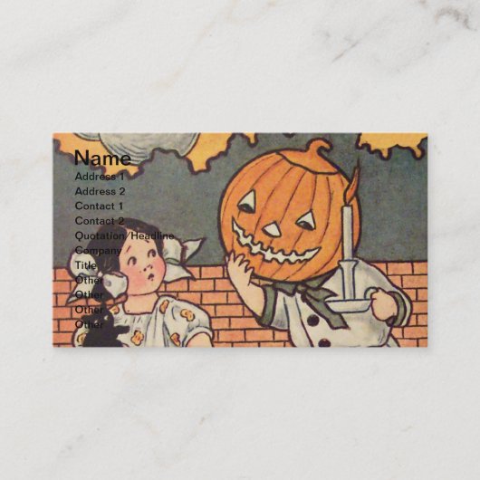 かぼちゃの少年（ヴィンテージハロウィンカード） 名刺 (正面)