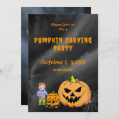 かぼちゃの彫りパーティー ハロウィン ジャック・オ・ランタン シーズンカード (正面/裏面)