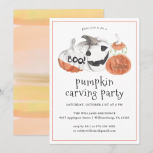 かぼちゃの彫刻   ハロウィンパーティーのご招待 招待状