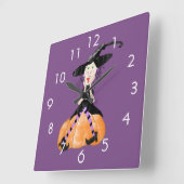 かぼちゃの時計の魔女 スクエア壁時計 (傾斜)