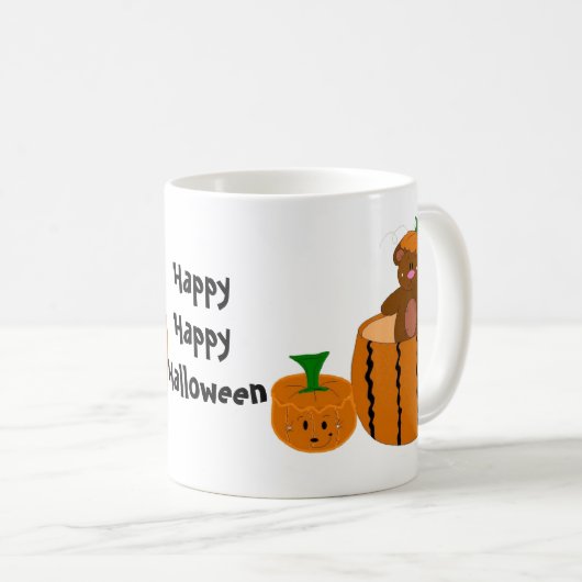 かぼちゃの格好をしたクマ コーヒーマグカップ (正面右)