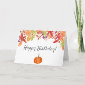 かぼちゃの水彩紅葉誕生日 カード (正面)
