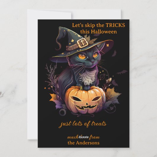 かぼちゃの猫ファンタジー ハロウィン ホリデー カード (裏面)