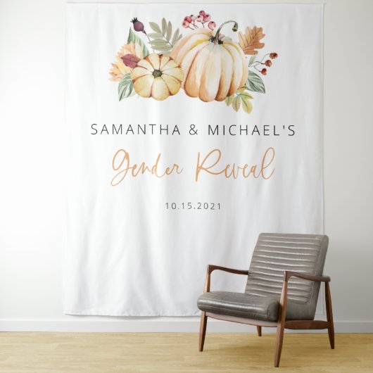 かぼちゃの背景、秋の性別発表背景 タペストリー (インサイチュ)