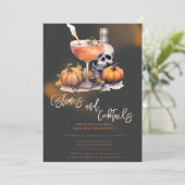 かぼちゃの衣装とコックテールブラックハロウィン 招待状 (スタンド正面)