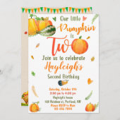 かぼちゃの誕生日招待状 秋の招待状 女の子 招待状 (正面/裏面)