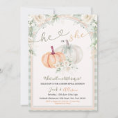 かぼちゃの賢いグリーン ギンガム 性別発表 招待状 (正面)