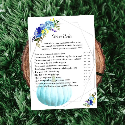 かぼちゃの赤ちゃんシャワーの上または下 |青 招待状