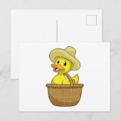 かぼちゃの農夫のバスケットを持つあひる ポストカード (正面/裏面)