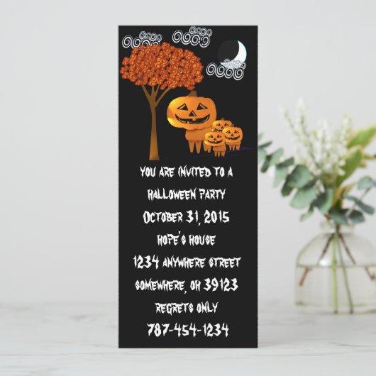 かぼちゃの頭のハロウィンパーティーの招待状 招待状 (スタンド正面)