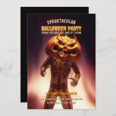 かぼちゃの頭の衣装。ハローウィンパーティ 招待状 (正面/裏面)