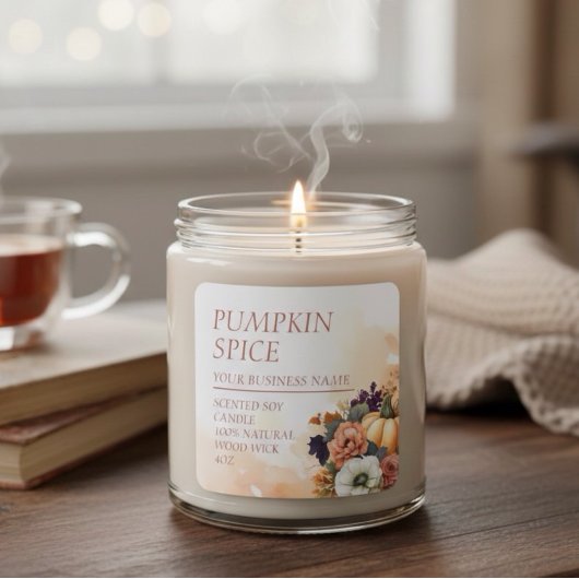 かぼちゃの香りモダン付きキャンドル水彩ラベル スクエアシール