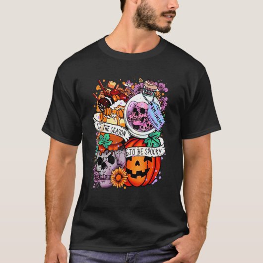 かぼちゃの骨抜き頭になる不気味季節だ Tシャツ (正面)