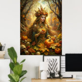 かぼちゃの魔女の妖精 – 魅惑ハロウィーンのウォールアート ポスター (ホームオフィス)