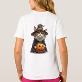 かぼちゃの魔女の格好をしたグリム猫 🎃 Tシャツ (裏面)