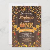 かぼちゃの1歳誕生日招待状。素朴な木製 招待状 (正面)