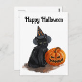 かぼちゃはがき付き魔猫 ポストカード (正面/裏面)