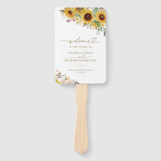 かぼちゃひまわり秋の結婚式式プログラム ハンドファン (正面)