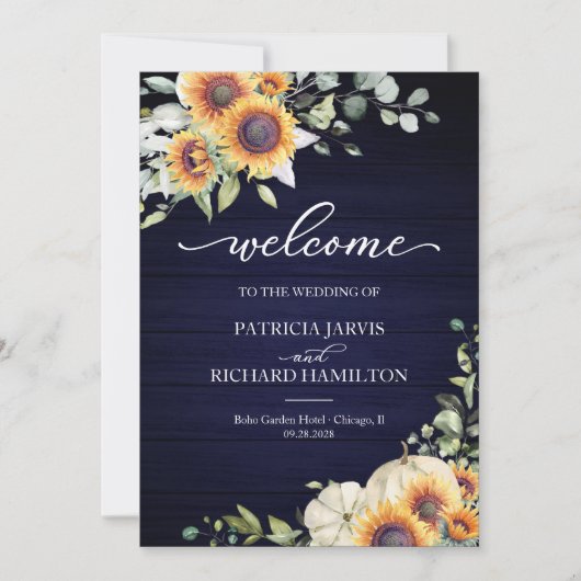 かぼちゃひまわり秋の結婚式式プログラム 招待状 (正面)