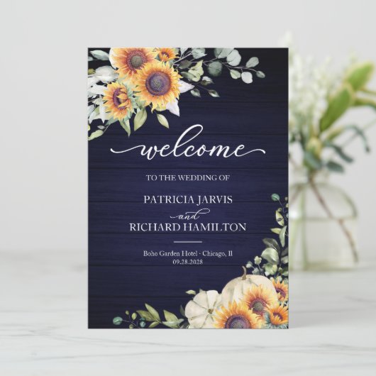 かぼちゃひまわり秋の結婚式式プログラム 招待状 (スタンド正面)