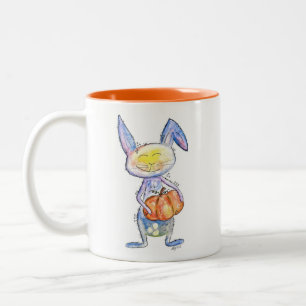 かぼちゃをお洒落抱えたかわいいバニー ツートーンマグカップ