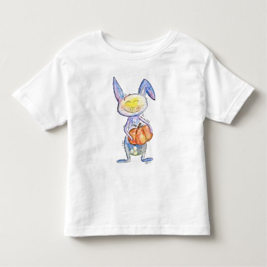 かぼちゃをお洒落抱えたかわいいバニー トドラーTシャツ (正面)