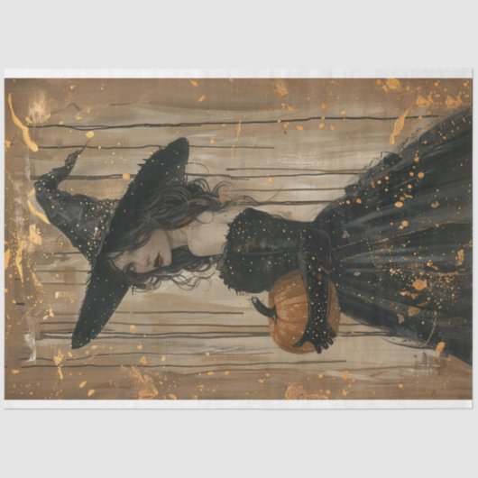 かぼちゃを切り離す魔女 薄葉紙 (正面)