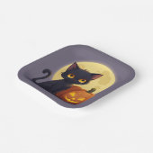 かぼちゃを彫ったかわいい白熱［赤熱］光を放つ黒猫 ペーパープレート (傾斜あり)