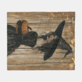 かぼちゃを抱えている魔女 フリースブランケット (正面(横))